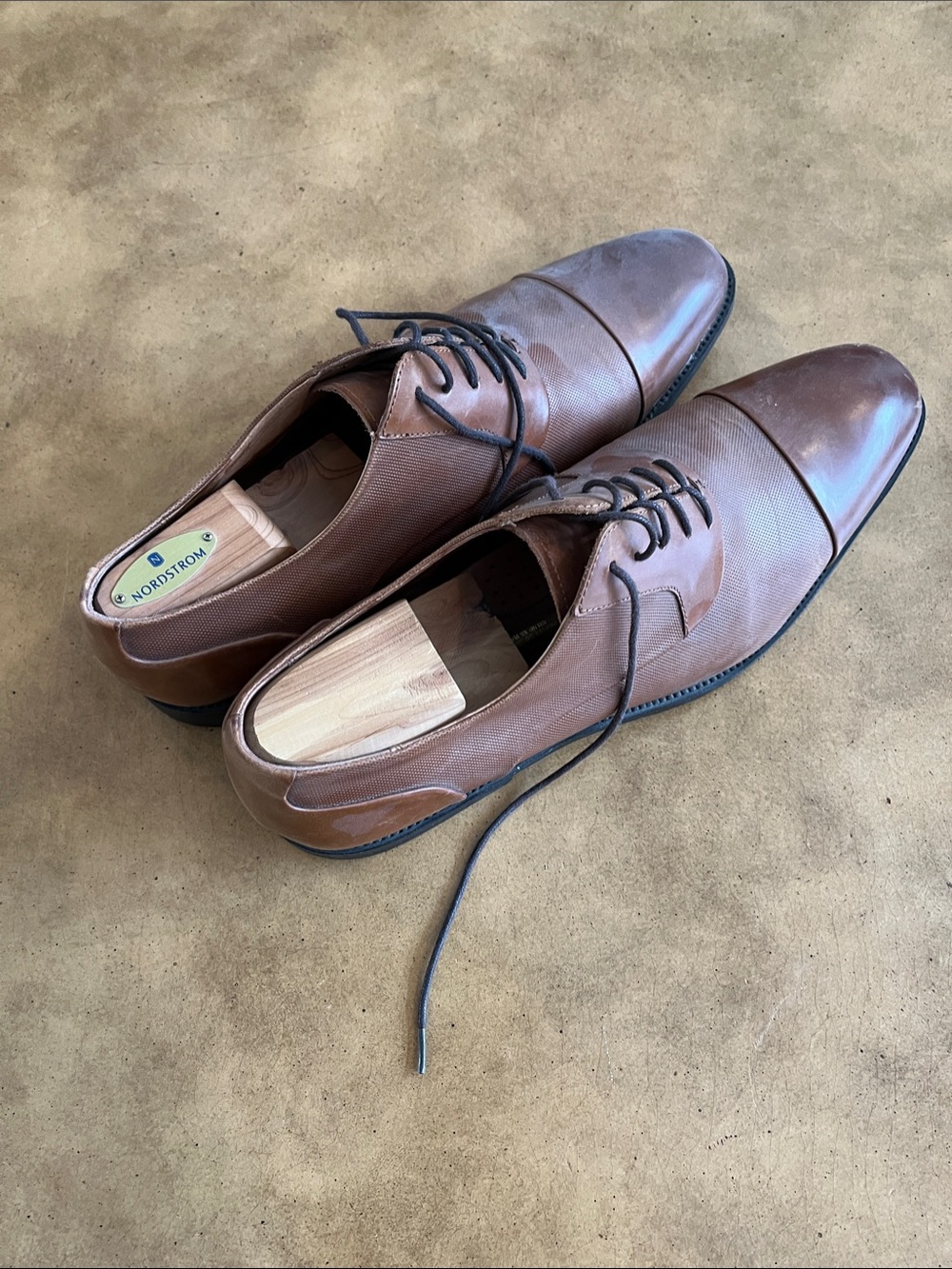 Kenneth Cole Brown Leather Lace-Up Cap-Toe Oxfords